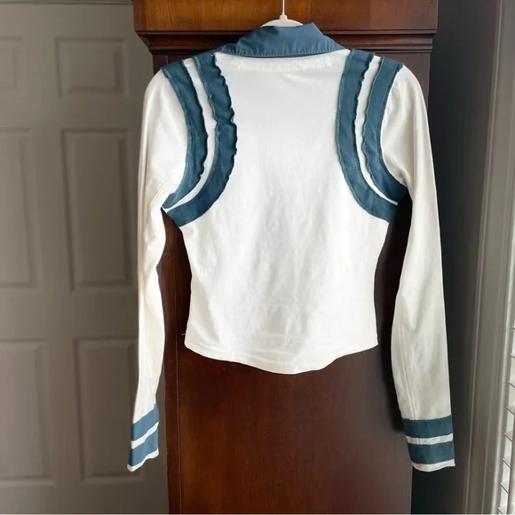 Free People White and Teal Long Sleeve Top - Picture 6 of 10